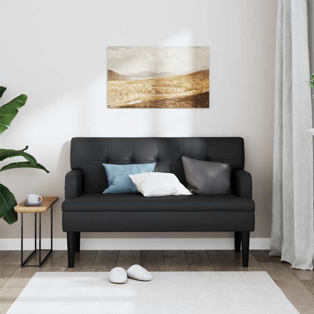 Banco com encosto preto 112x65,5x75 cm couro sintético