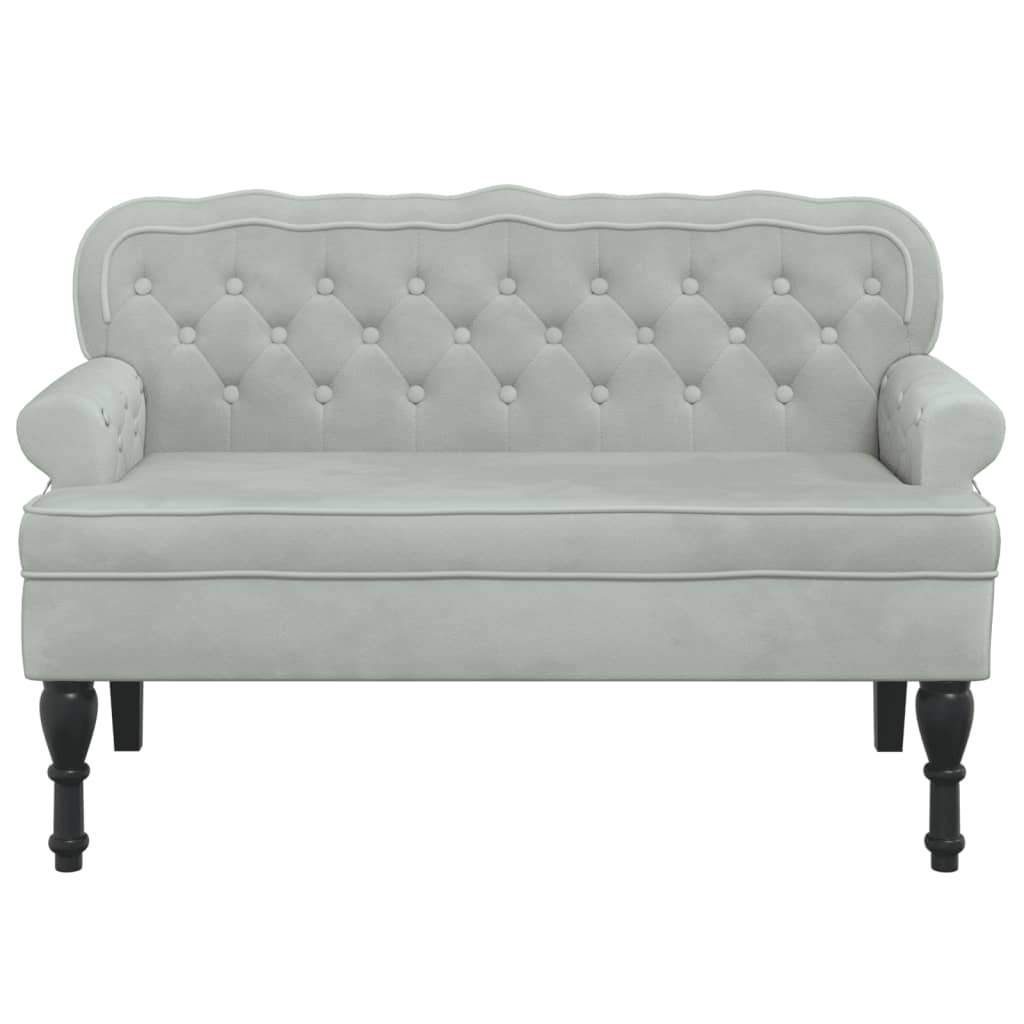 Banco com encosto cinza claro 119,5x64,5x75 cm veludo