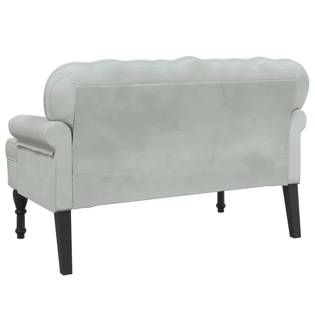 Banco com encosto cinza claro 119,5x64,5x75 cm veludo