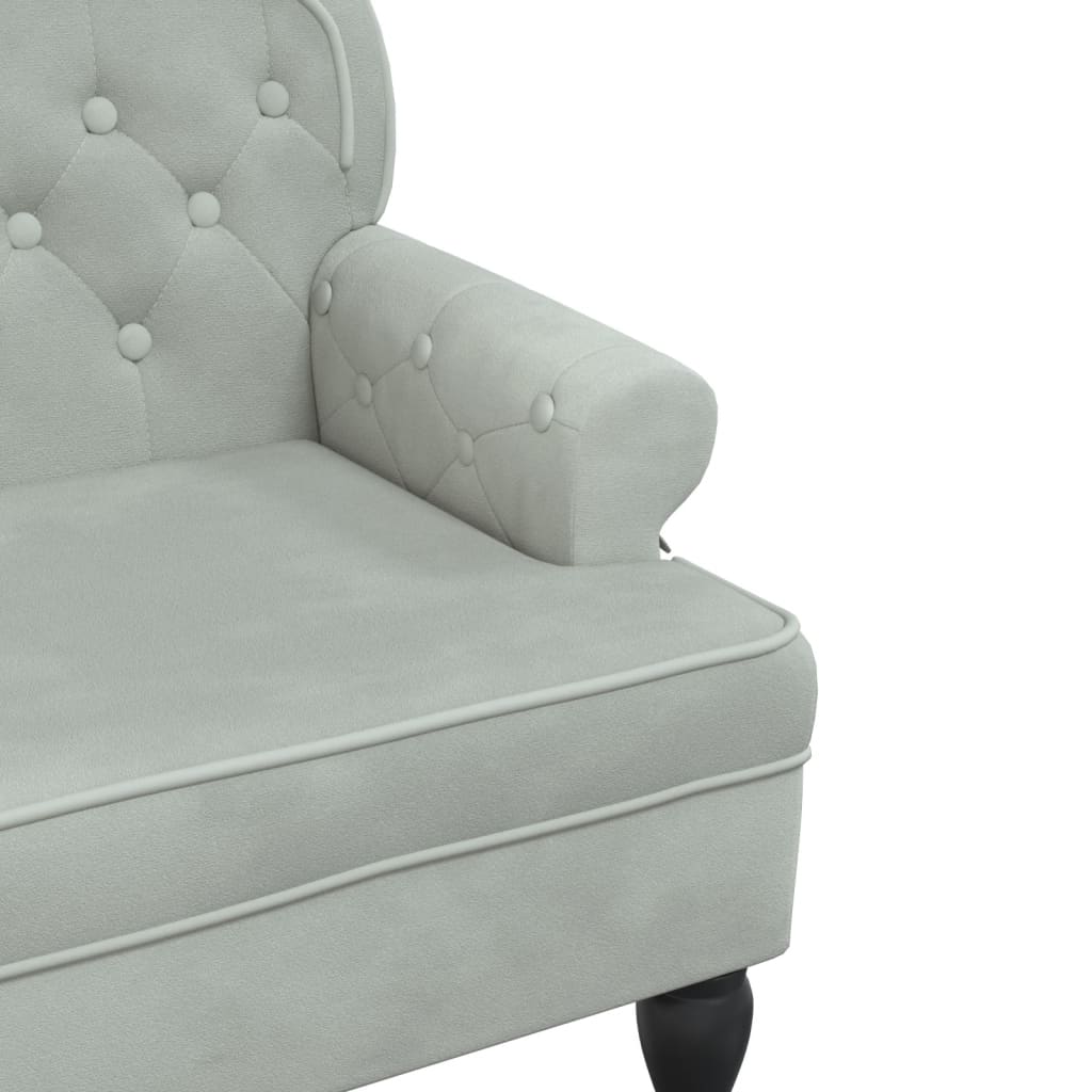 Banco com encosto cinza claro 119,5x64,5x75 cm veludo