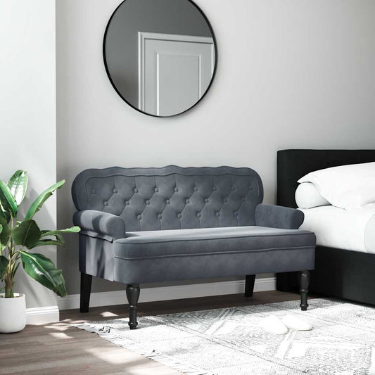 Banco com encosto 119,5x64,5x75 cm veludo cinzento-escuro