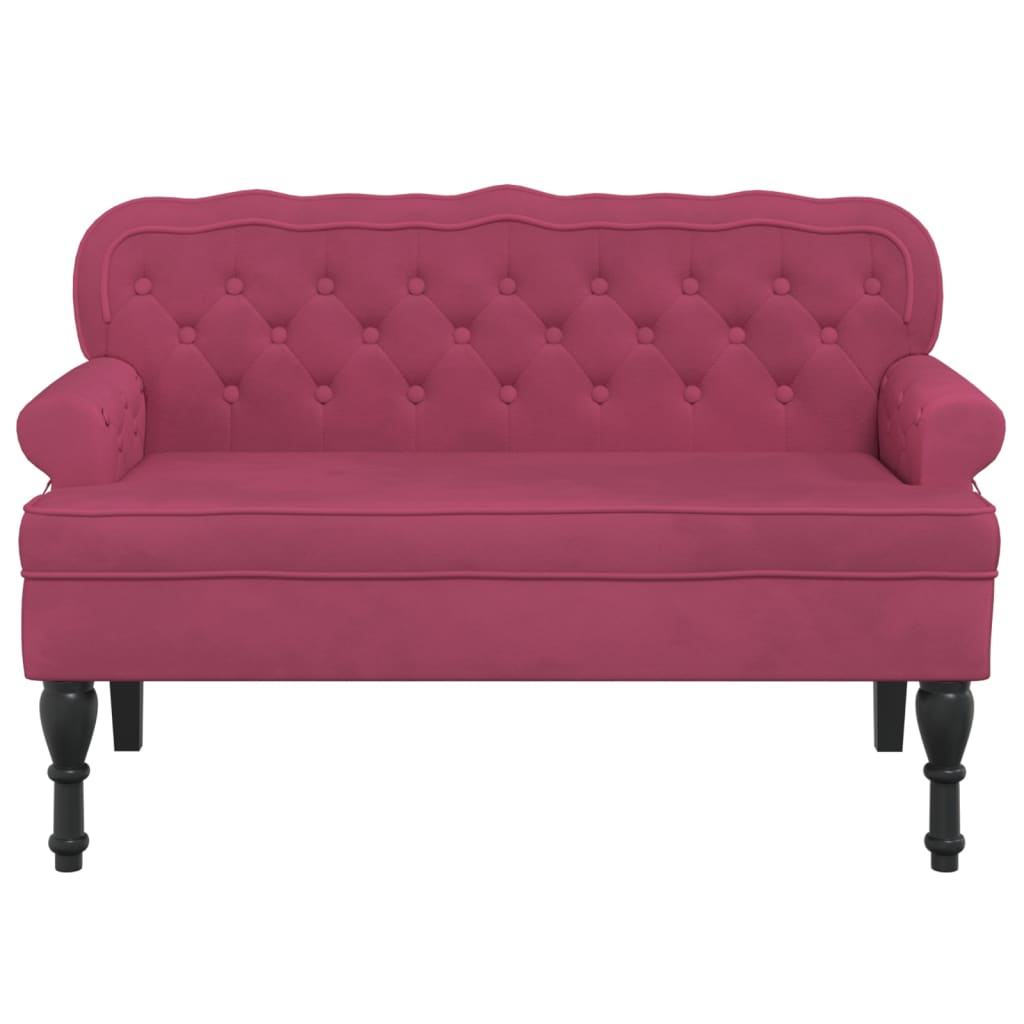 Banco com encosto 119,5x64,5x75 cm veludo vermelho tinto