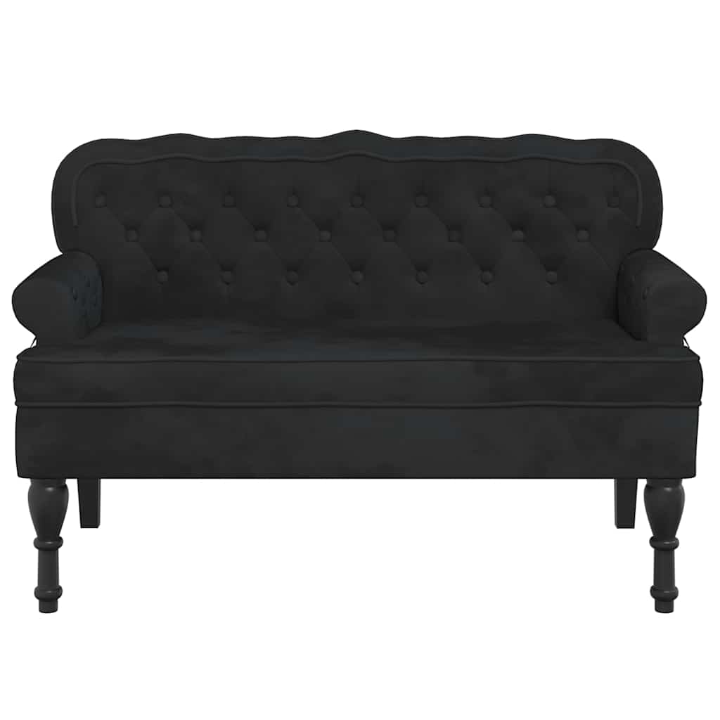 Banco com encosto preto 119,5x64,5x75 cm veludo