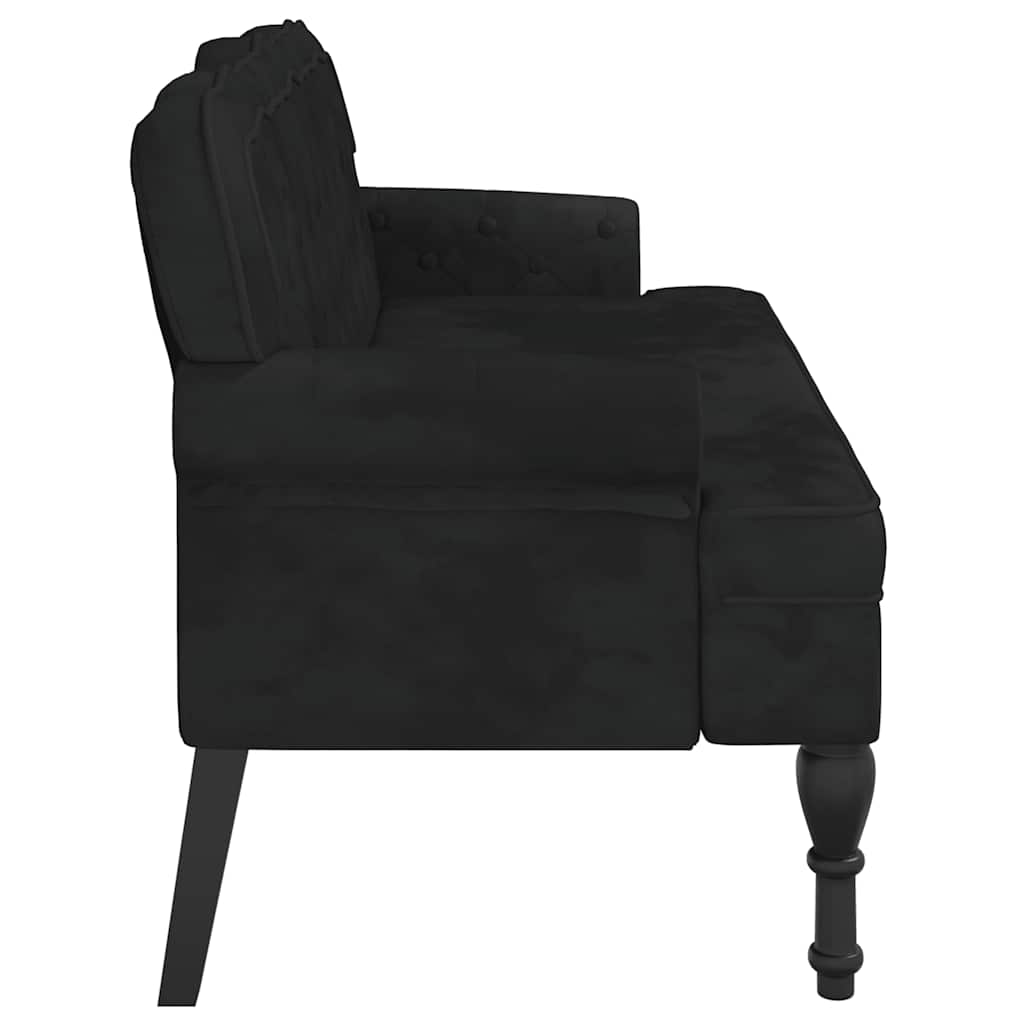 Banco com encosto preto 119,5x64,5x75 cm veludo