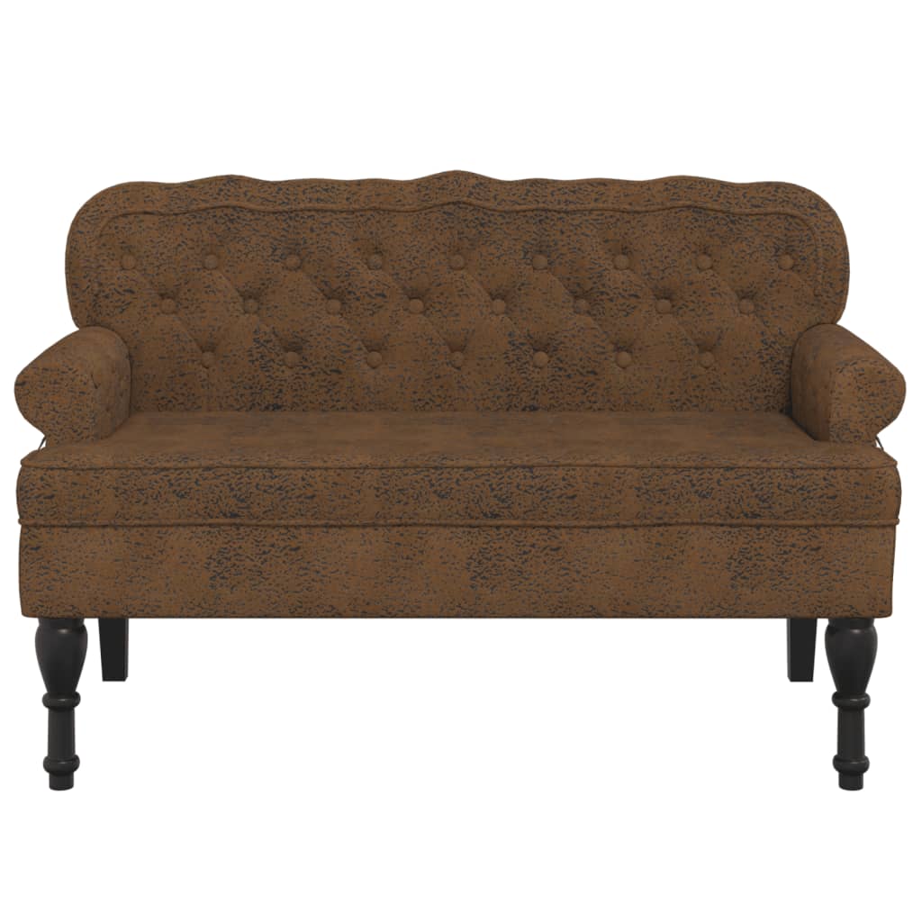 Banco com encosto 119,5x64,5x75 cm camurça castanho