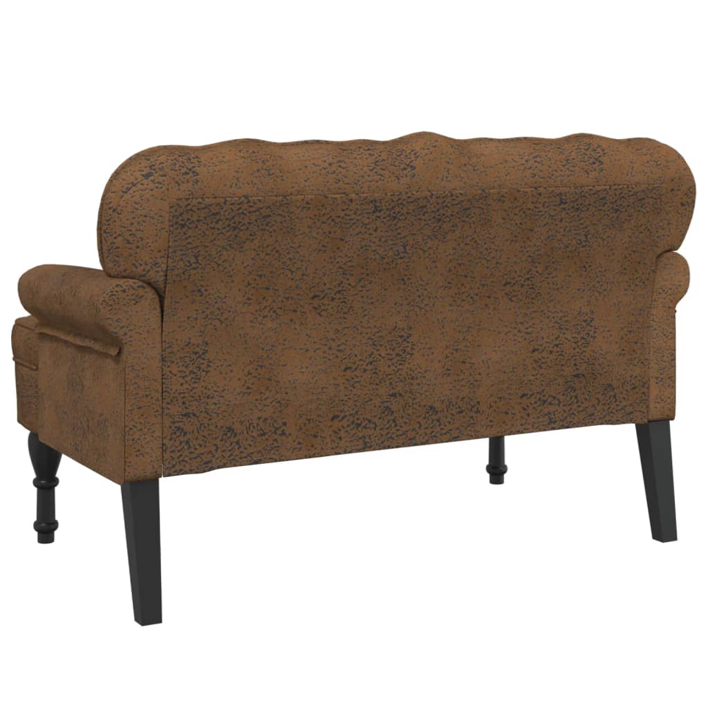 Banco com encosto 119,5x64,5x75 cm camurça castanho