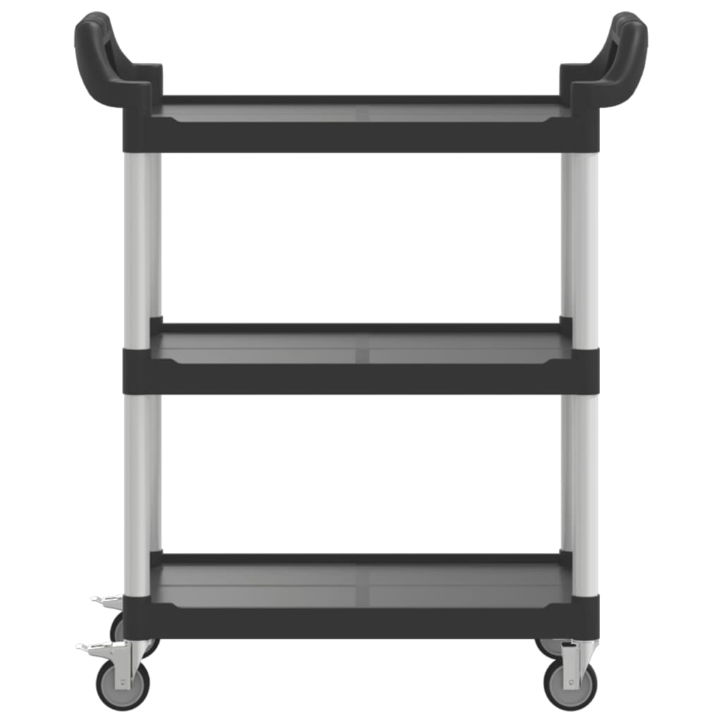 Carrinho c/ 3 prateleiras 81x41x92 cm alumínio preto