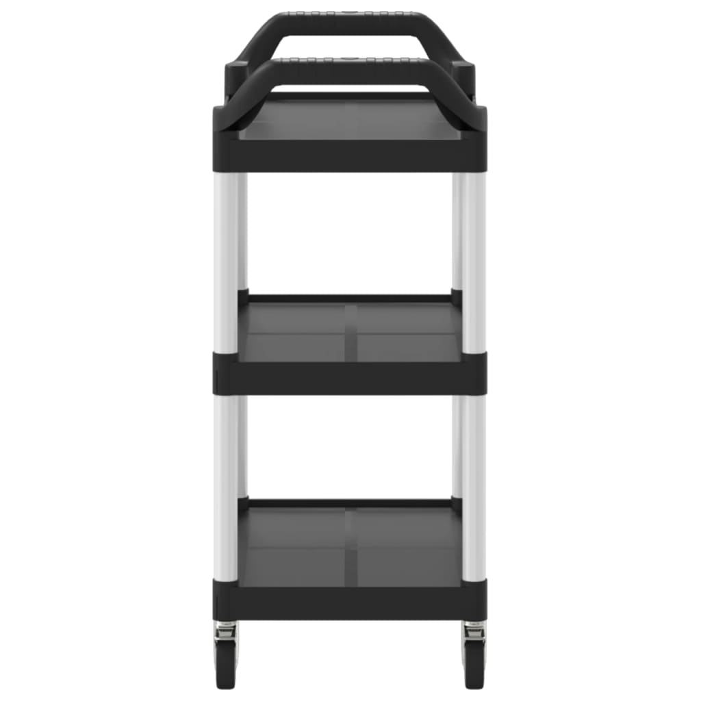Carrinho c/ 3 prateleiras 81x41x92 cm alumínio preto