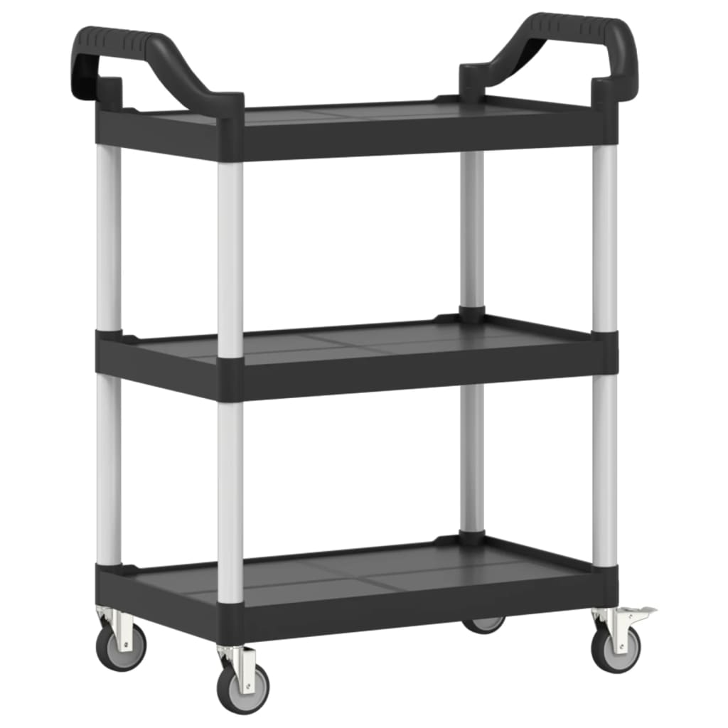 Carrinho c/ 3 prateleiras 81x41x92 cm alumínio preto