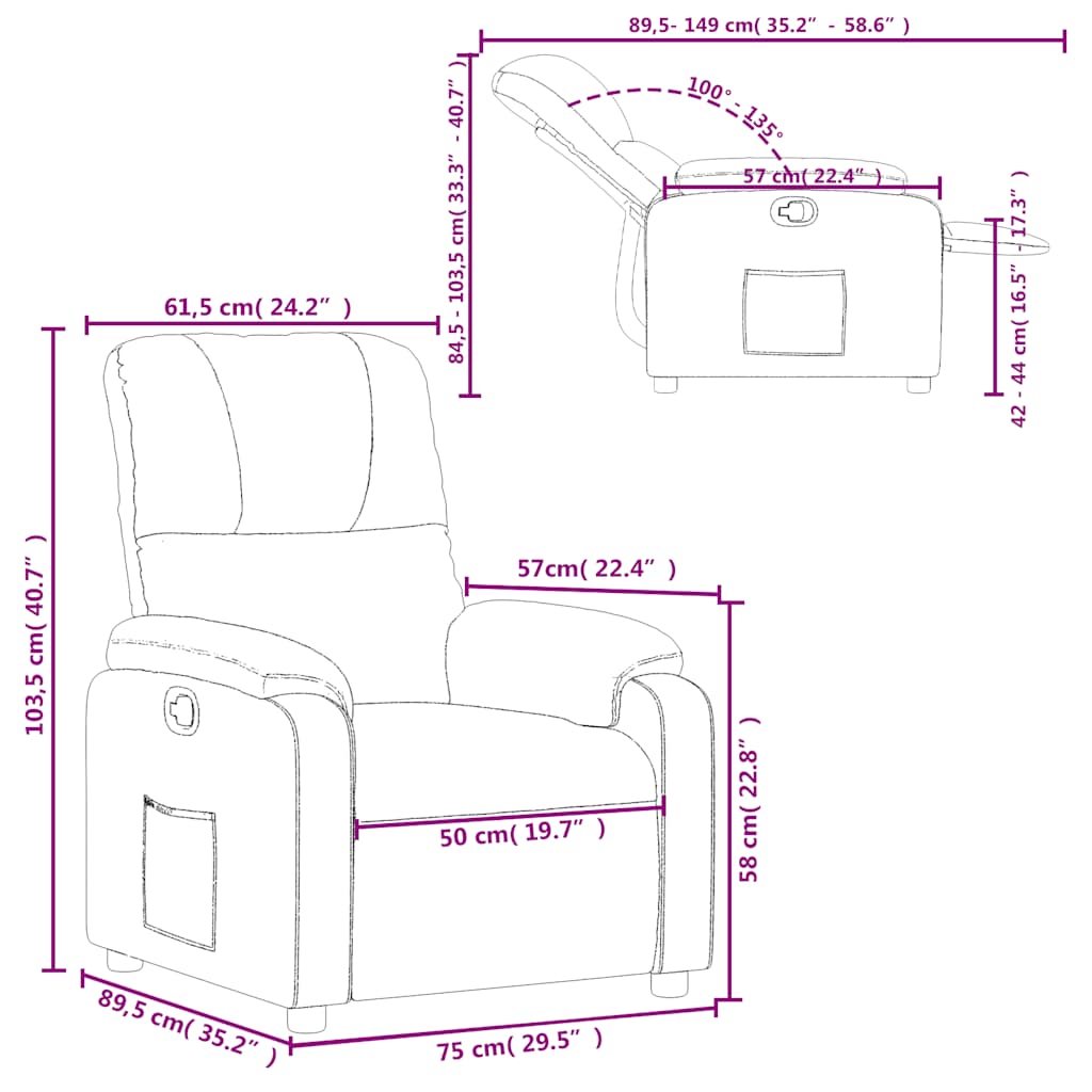 Poltrona reclinável tecido de microfibra cor bege