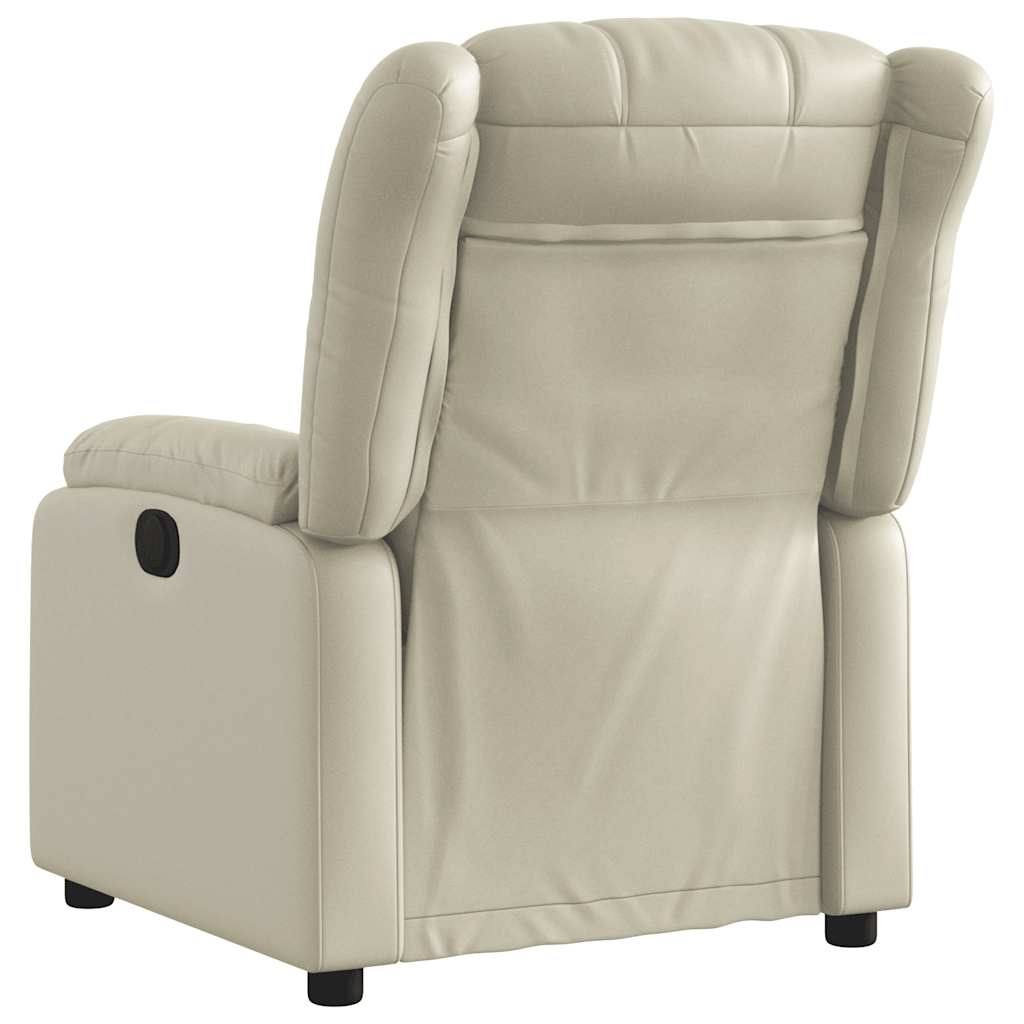Poltrona reclinável couro artificial cor creme