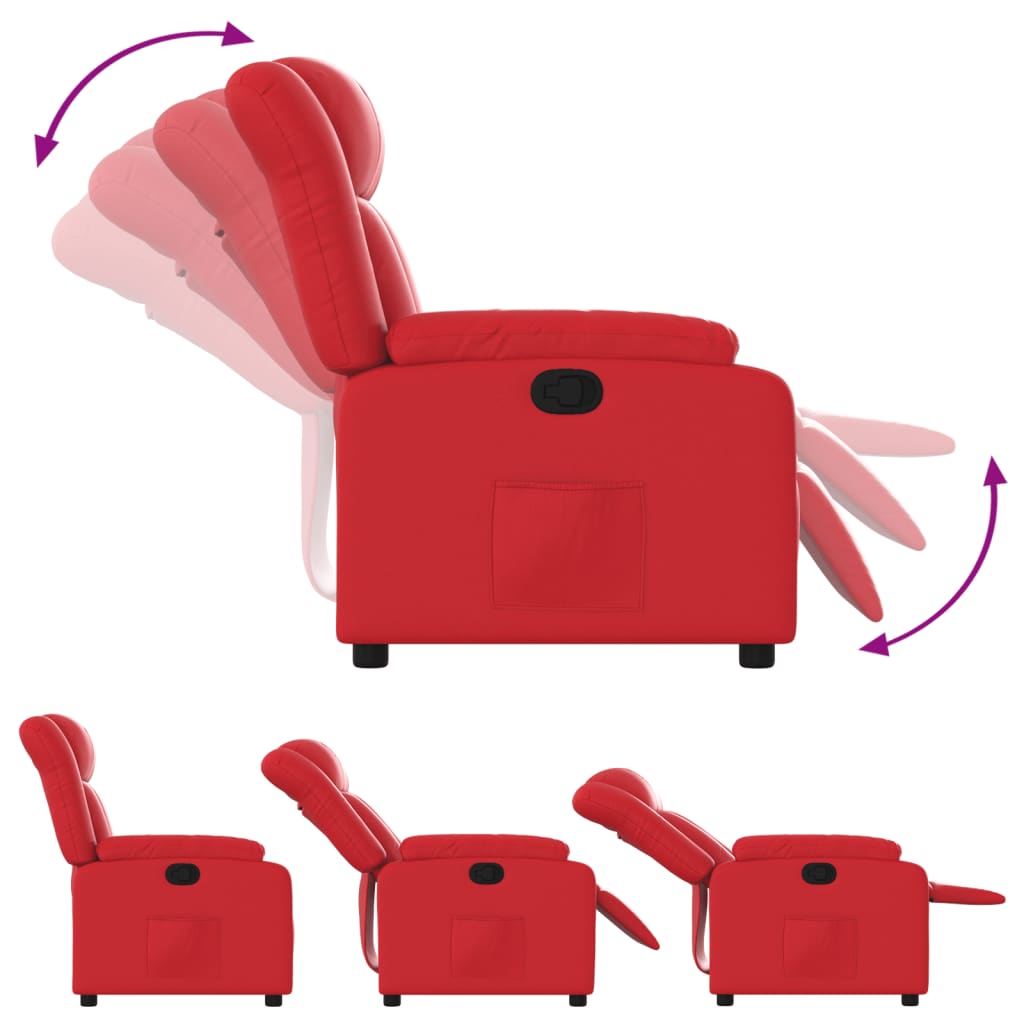 Poltrona reclinável couro artificial vermelho