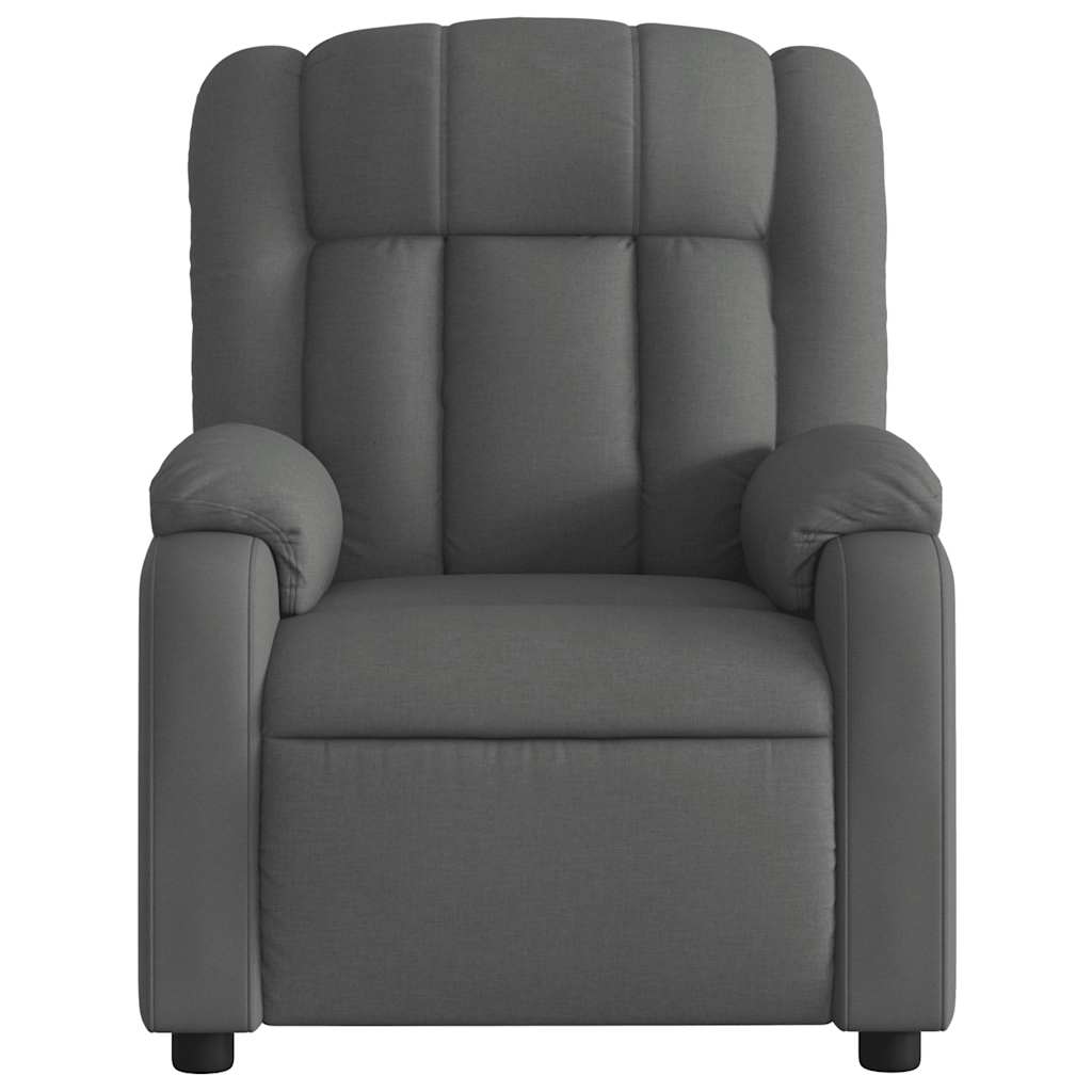 Poltrona de massagens reclinável tecido cinzento-escuro