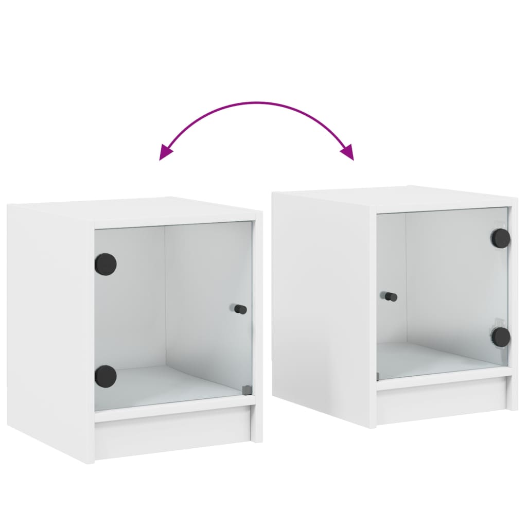 Mesa de cabeceira c/ porta de vidro 35x37x42 cm branco