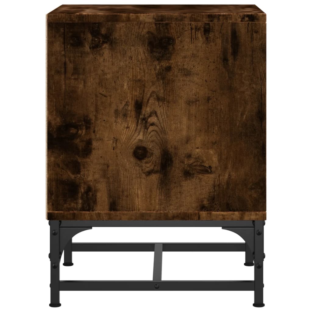 Mesa cabeceira c/ portas vidro 2 pcs 35x37x50cm carvalho fumado