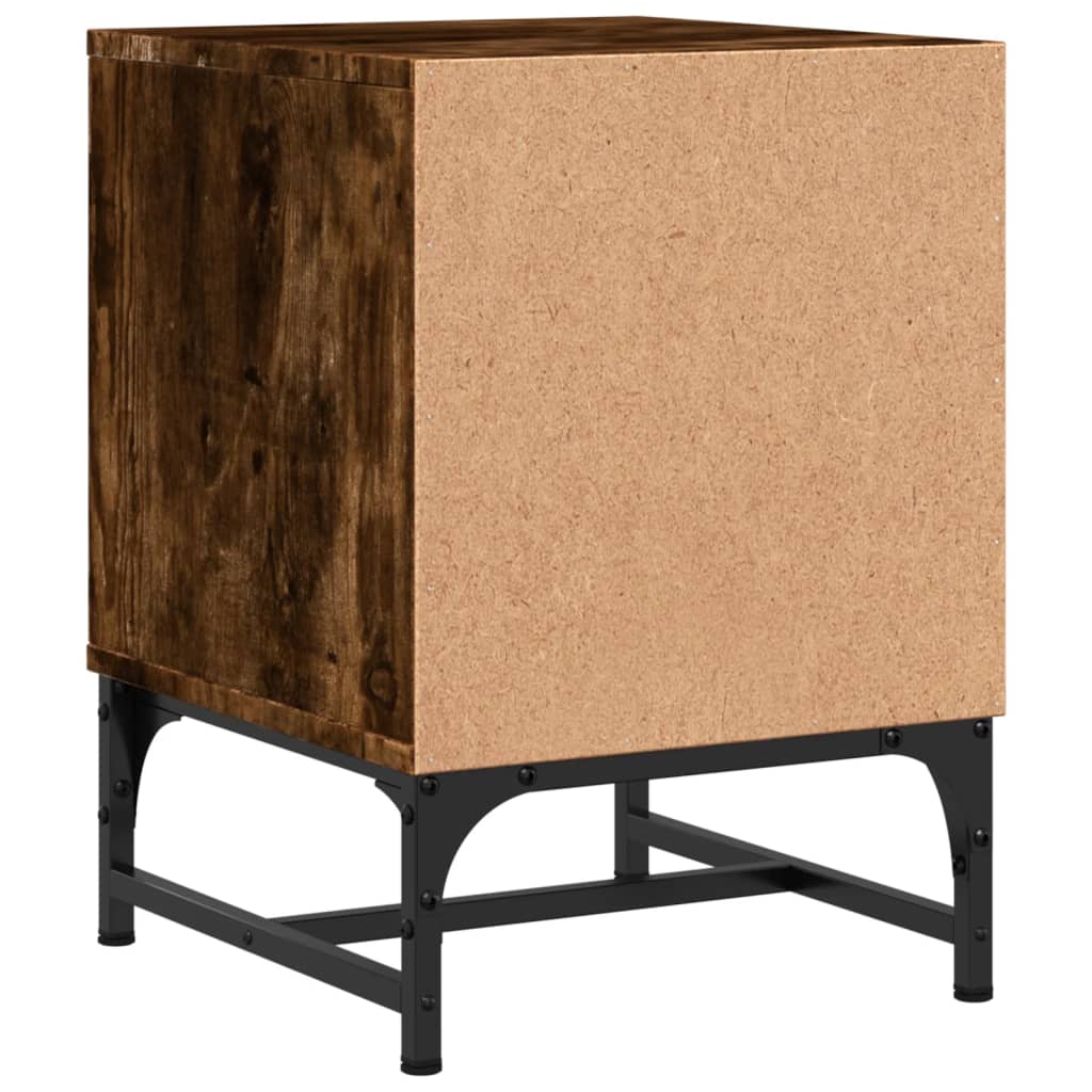 Mesa cabeceira c/ portas vidro 2 pcs 35x37x50cm carvalho fumado