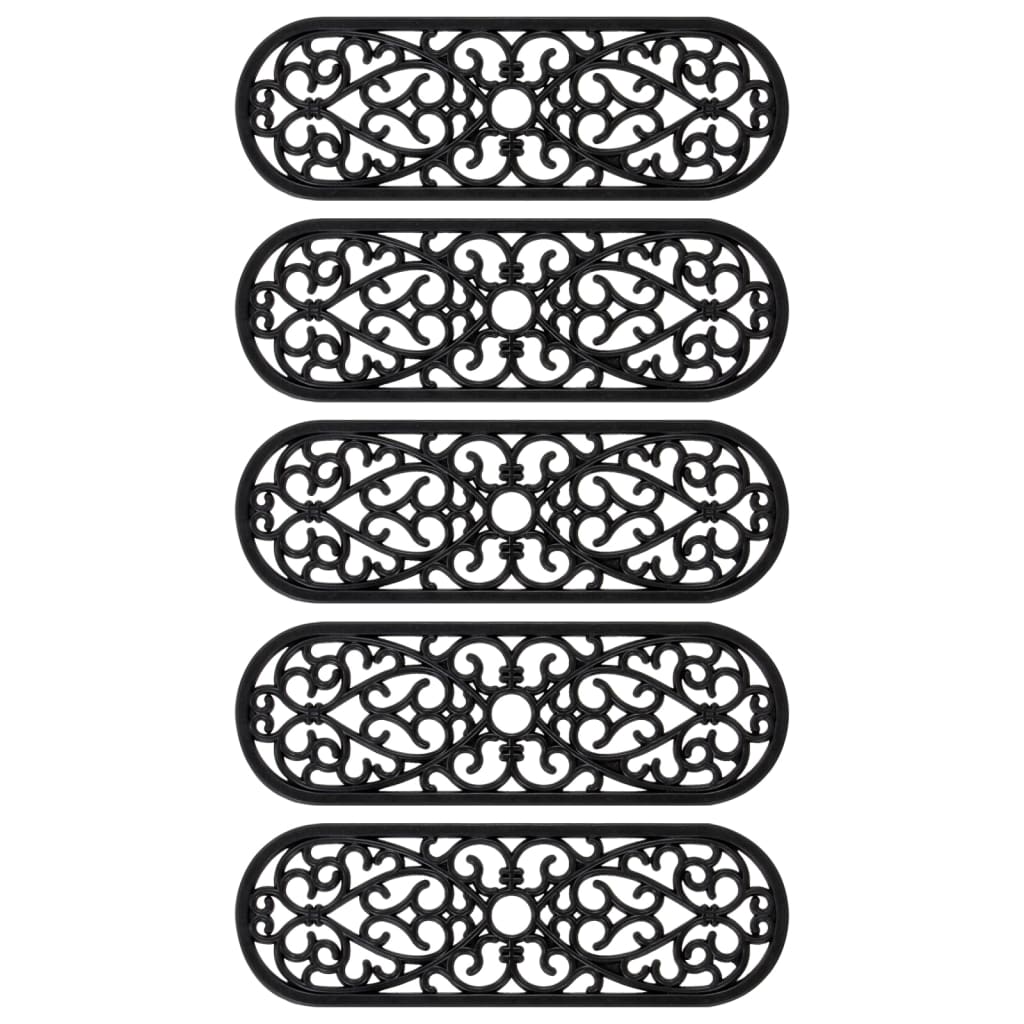 Tapetes de escada 5 pcs 25x75 cm borracha