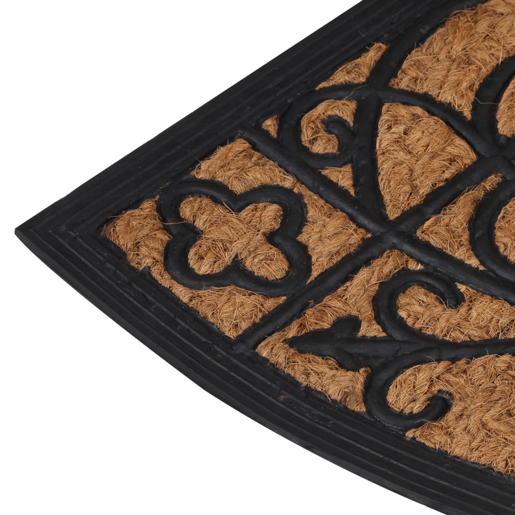 Tapete de porta semicircular 45x75 cm borracha e fibra de coco