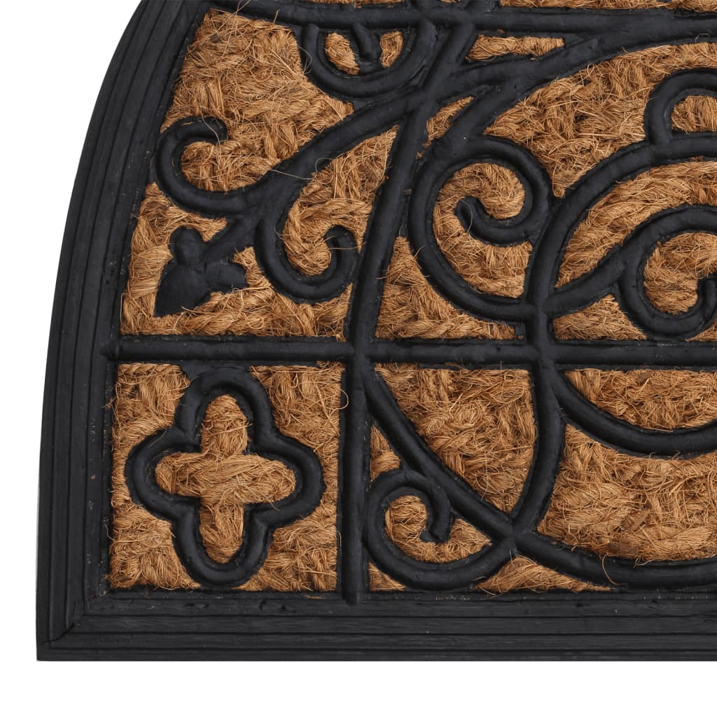Tapete de porta semicircular 45x75 cm borracha e fibra de coco