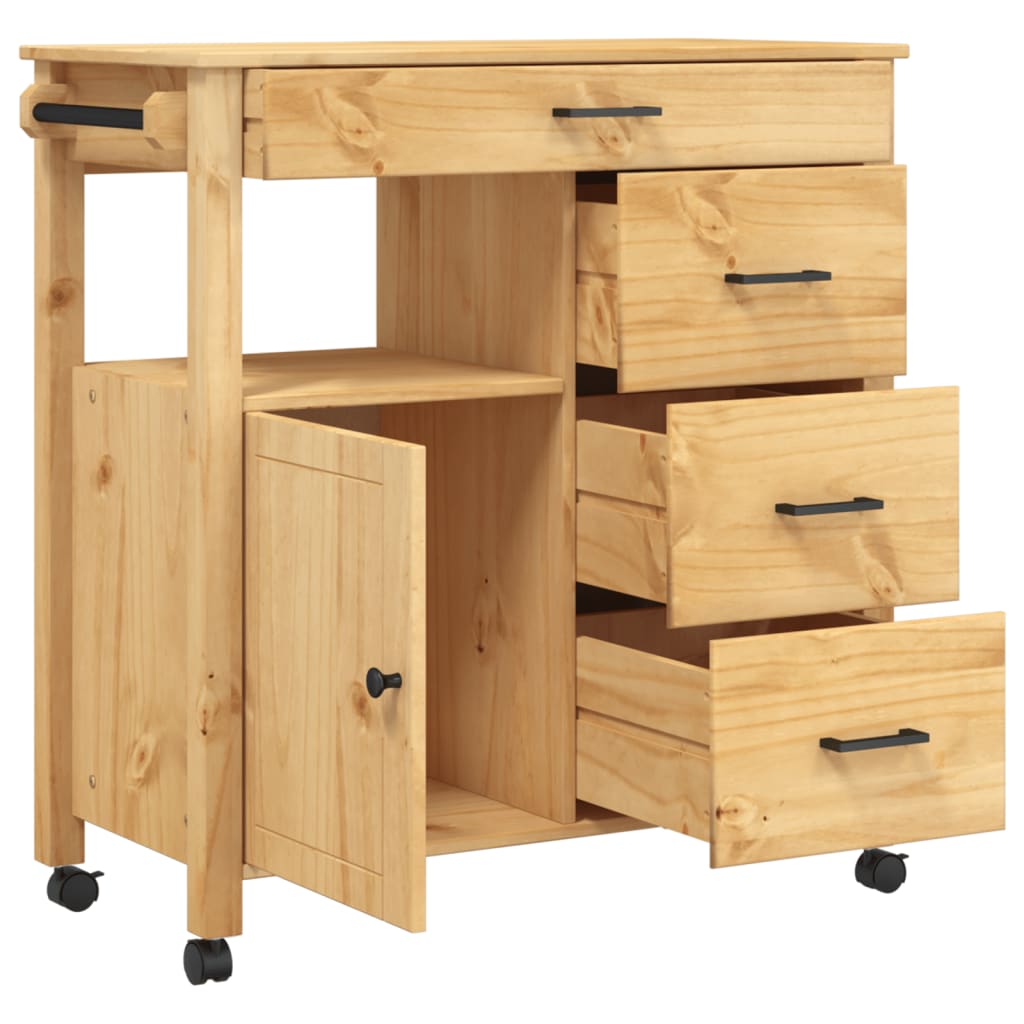 Carrinho de cozinha MONZA 84x40x90 cm madeira de pinho maciça