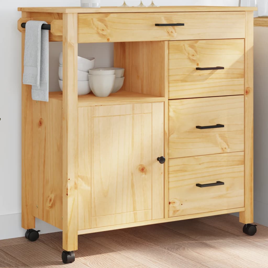 Carrinho de cozinha MONZA 84x40x90 cm madeira de pinho maciça