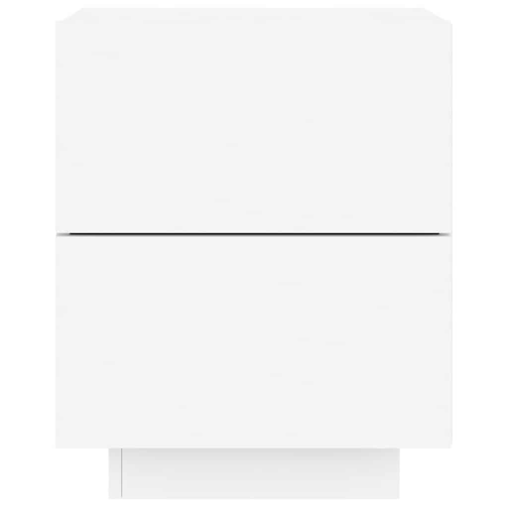 Mesa de cabeceira com luzes LED derivados de madeira branco