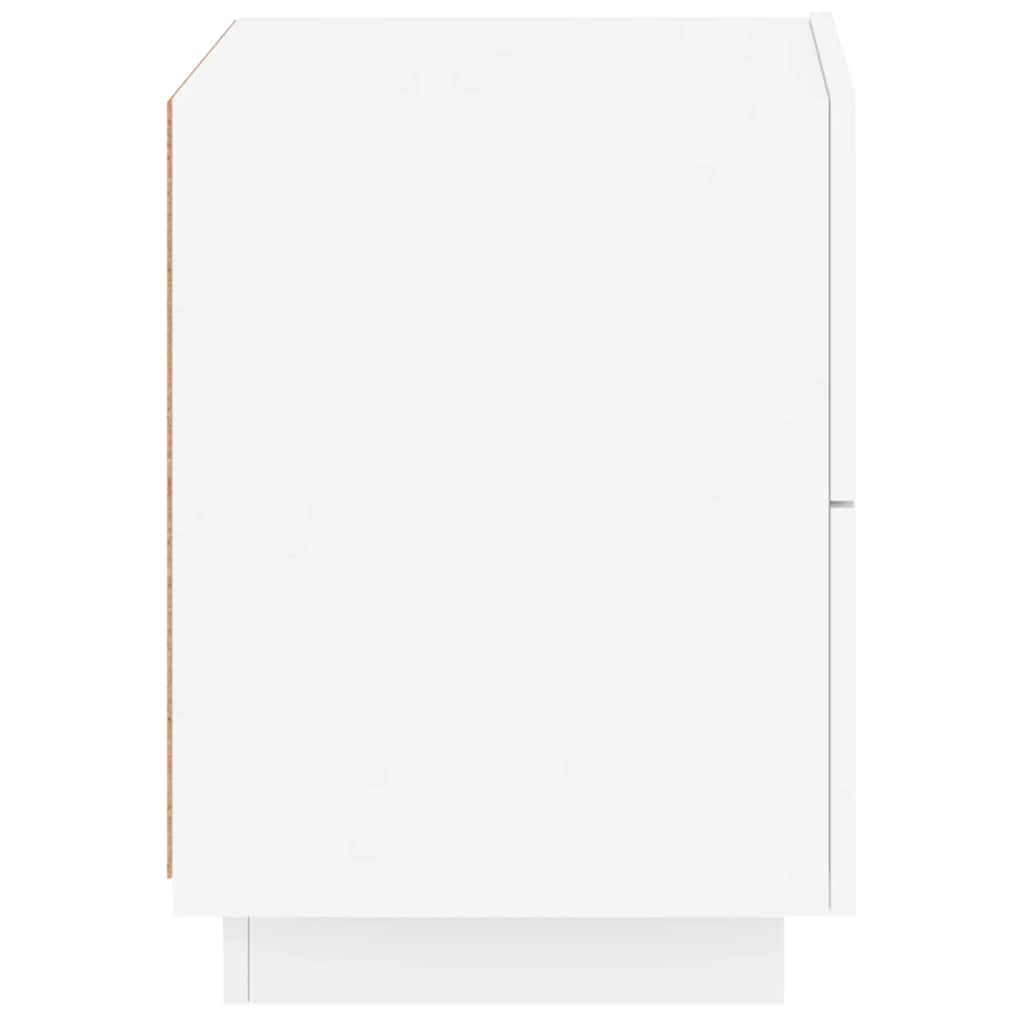 Mesa de cabeceira com luzes LED derivados de madeira branco