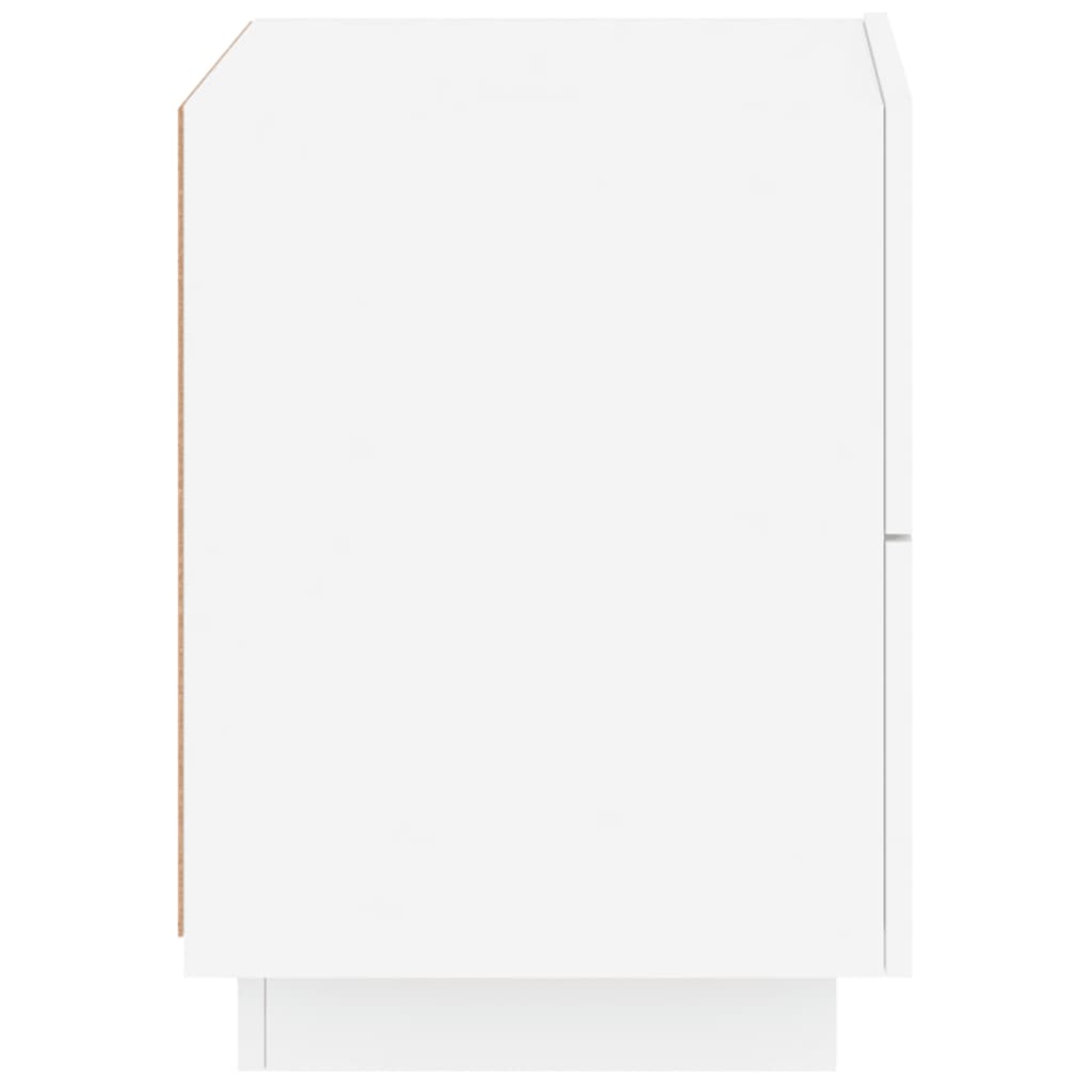 Mesas de cabeceira c/ luzes LED 2 pcs derivados madeira branco