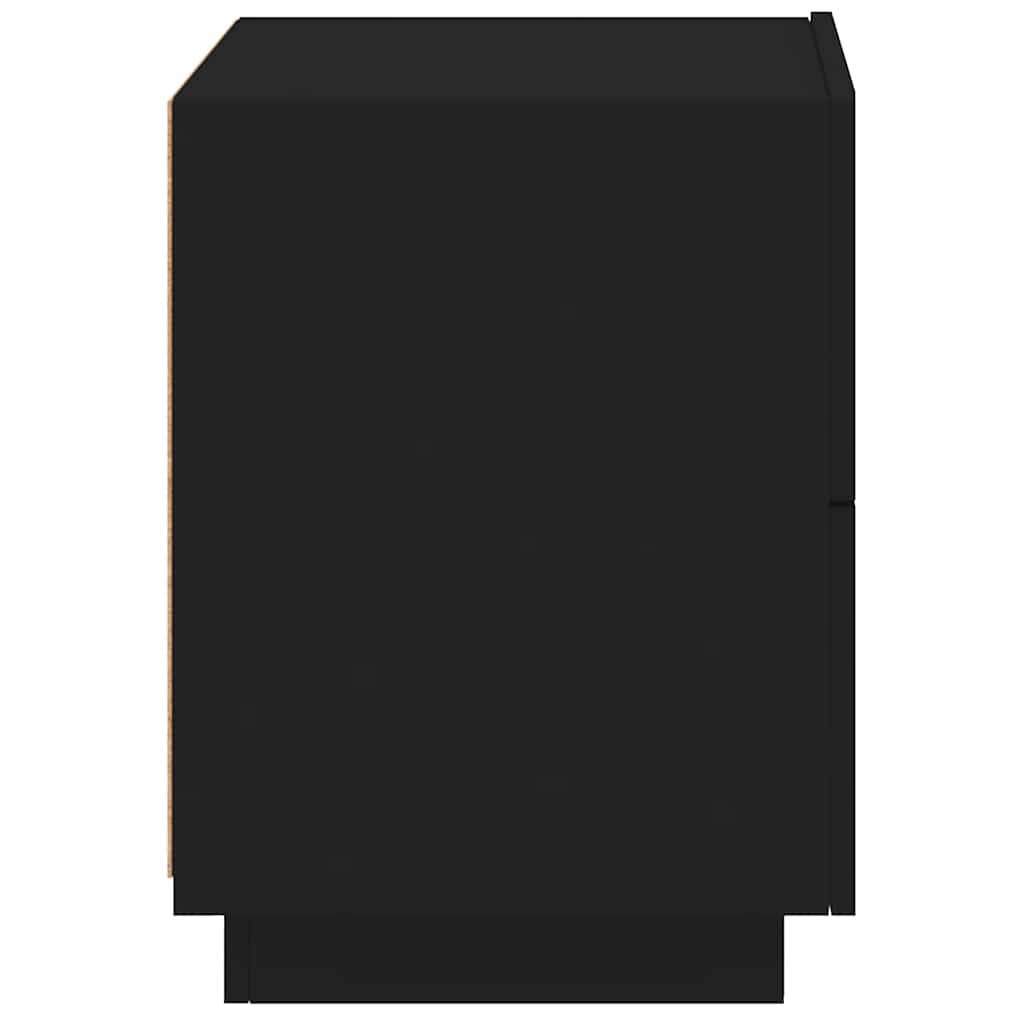 Mesas de cabeceira c/ luzes LED 2 pcs derivados madeira preto