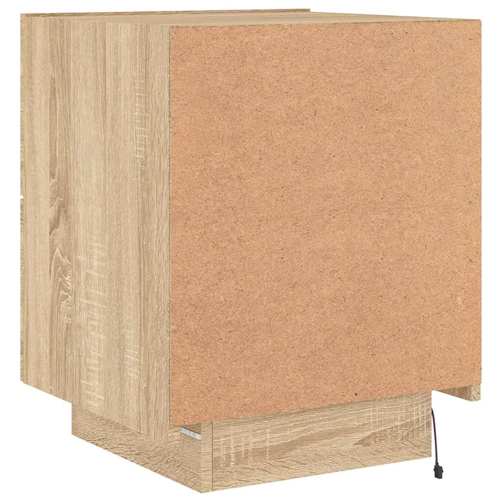 Mesas cabeceira c/ LEDs 2 pcs derivados madeira carvalho sonoma