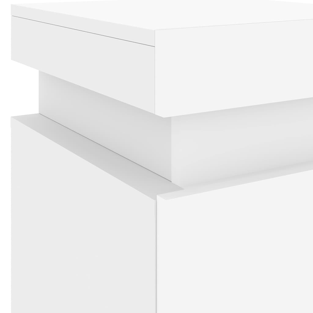 Mesa de cabeceira com luzes LED 35x39x55 cm branco