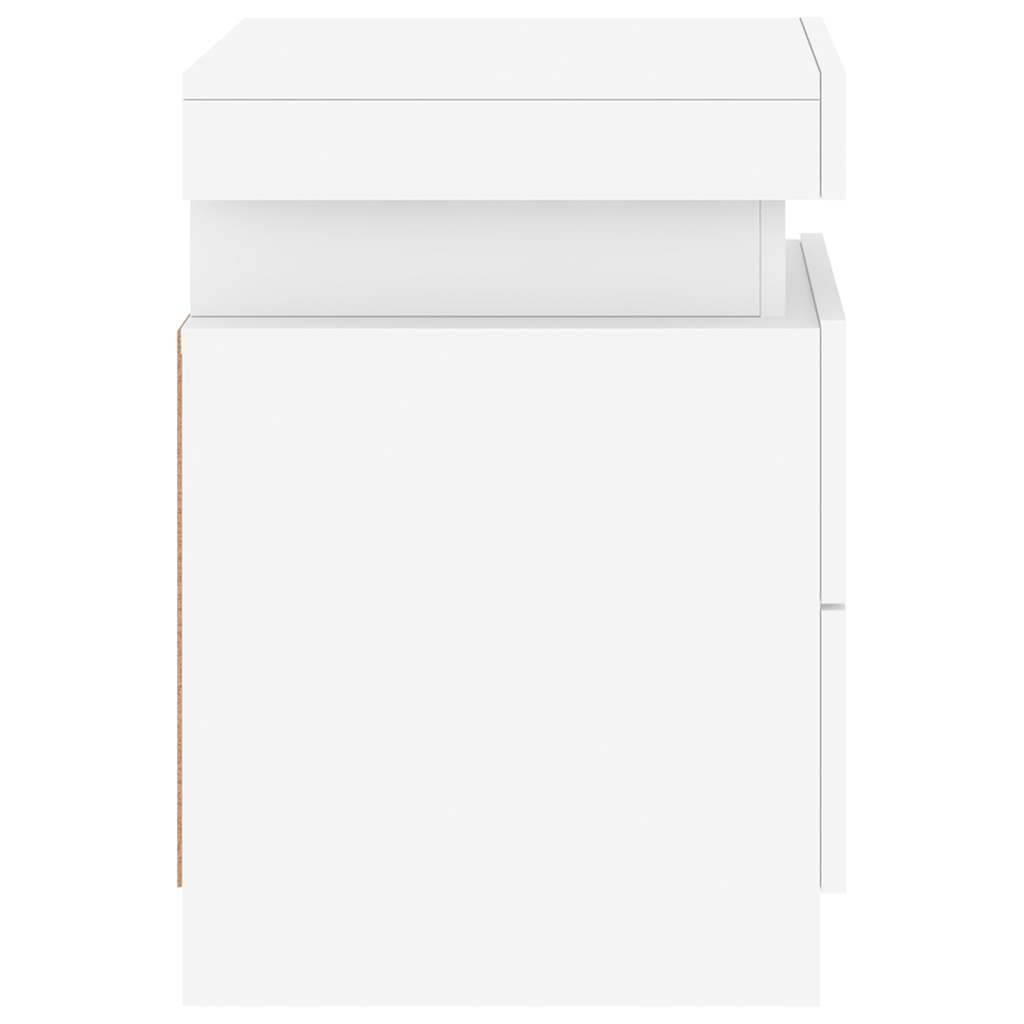 Mesas de cabeceira com luzes LED 2 pcs 35x39x55 cm branco