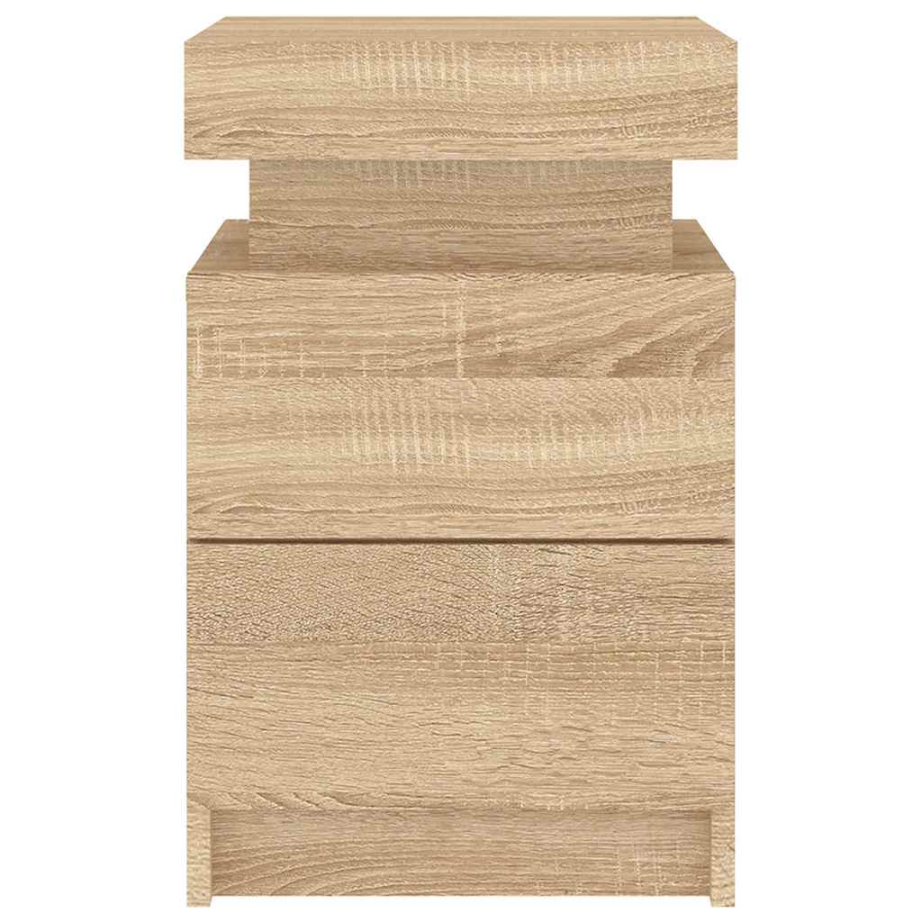 Mesas cabeceira c/ luzes LED 2 pcs 35x39x55 cm carvalho sonoma