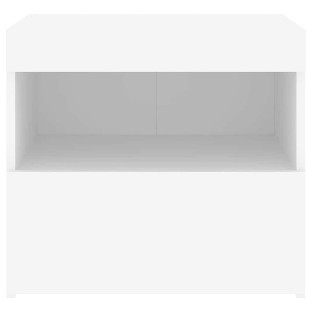Mesas de cabeceira c/ luzes LED 2 pcs 50x40x45 cm branco
