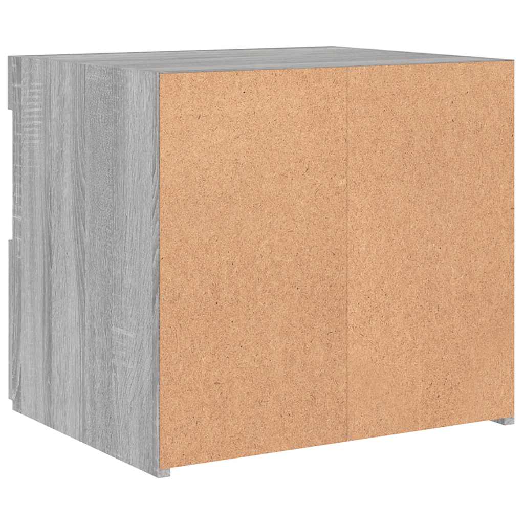 Mesa de cabeceira com luzes LED 50x40x45 cm cinzento-sonoma