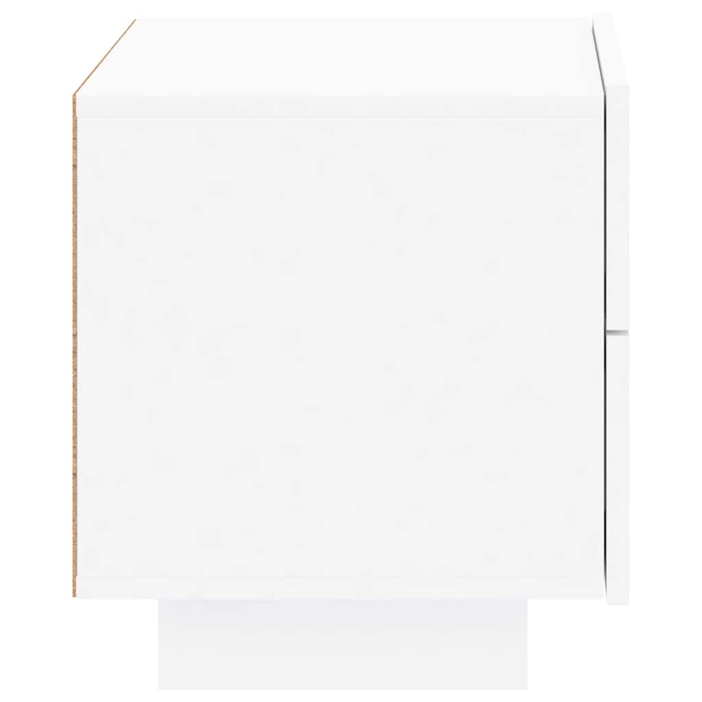 Mesa de cabeceira com luzes LED 70x36x40,5 cm branco