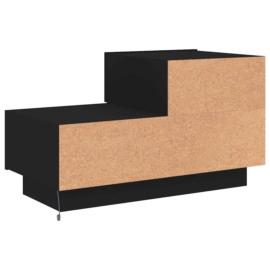Mesa de cabeceira com luzes LED 70x36x40,5 cm preto