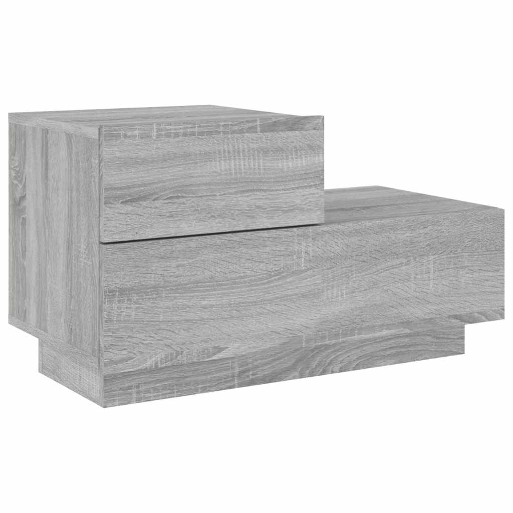 Mesa de cabeceira com luzes LED 70x36x40,5 cm cinzento-sonoma