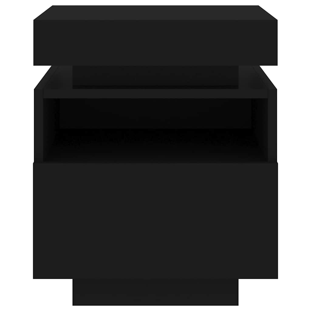 Mesa de cabeceira com luzes LED 40x39x48,5 cm preto
