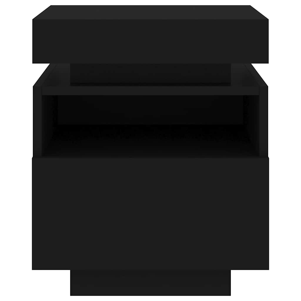 Mesas de cabeceira c/ luzes LED 2 pcs 40x39x48,5 cm preto