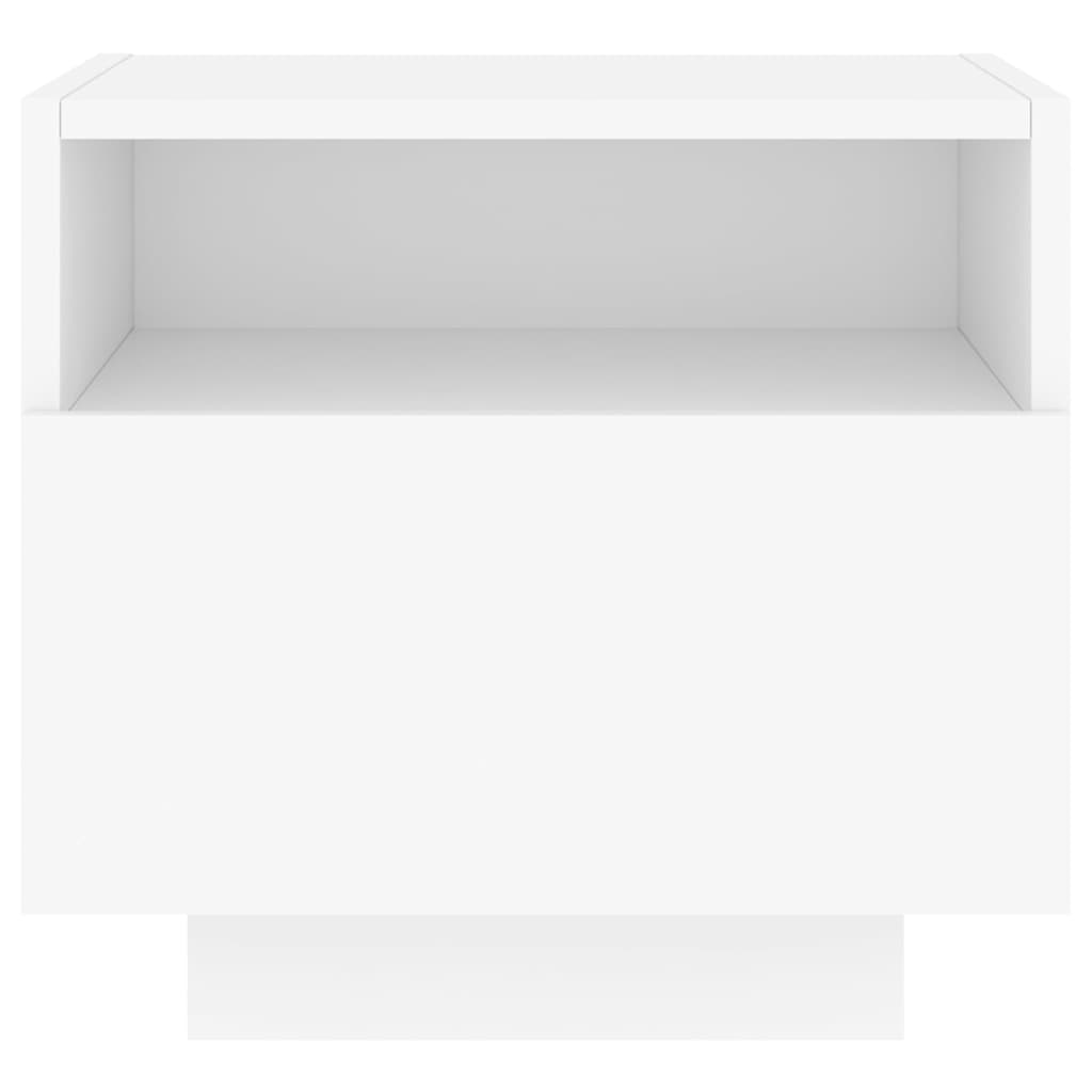 Mesas de cabeceira com luzes LED 2 pcs 40x39x37 cm branco
