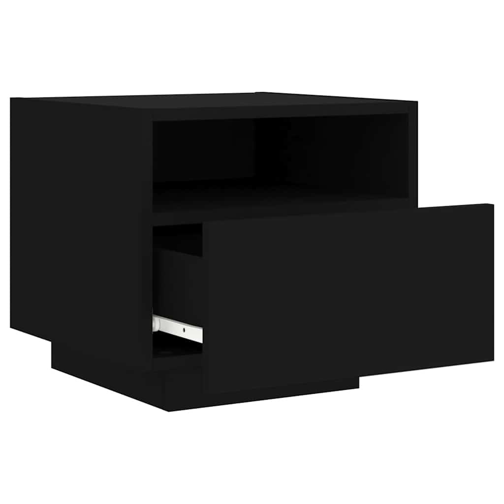 Mesas de cabeceira c/ luzes LED 2 pcs 40x39x37 cm preto