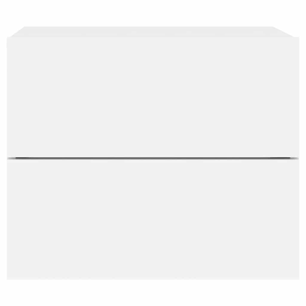 Mesas de cabeceira de parede com luzes LED 2 pcs branco