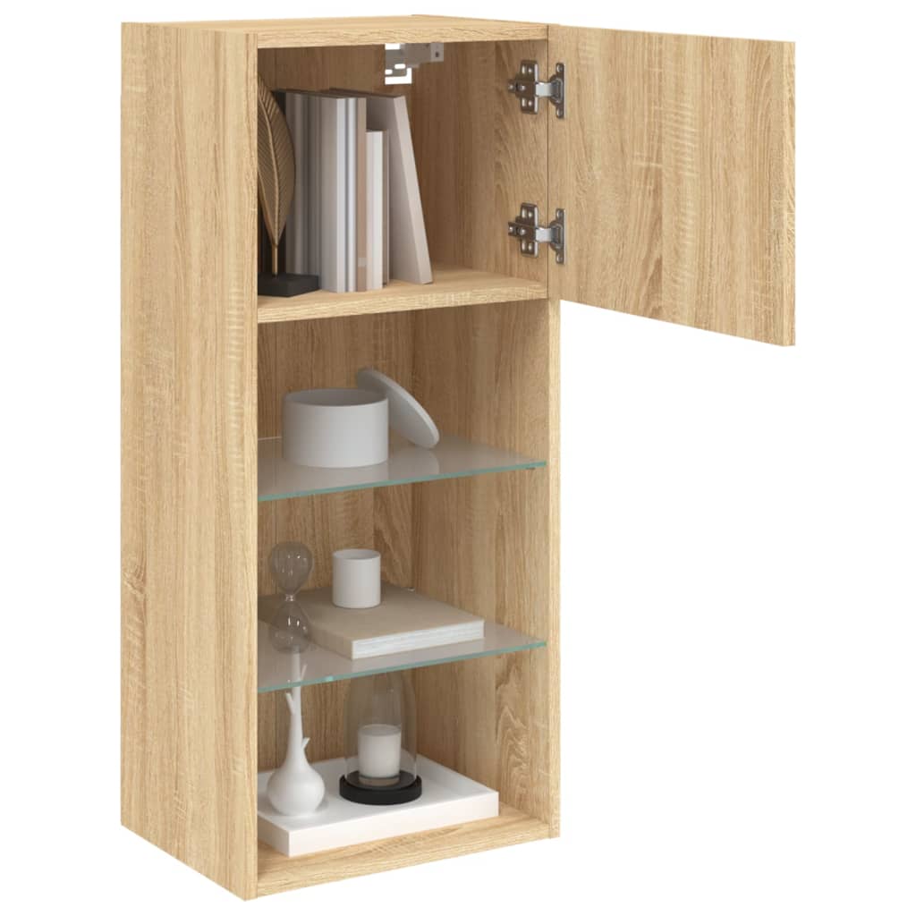 Móveis de TV com luzes LED 2 pcs 40,5x30x90 cm carvalho sonoma