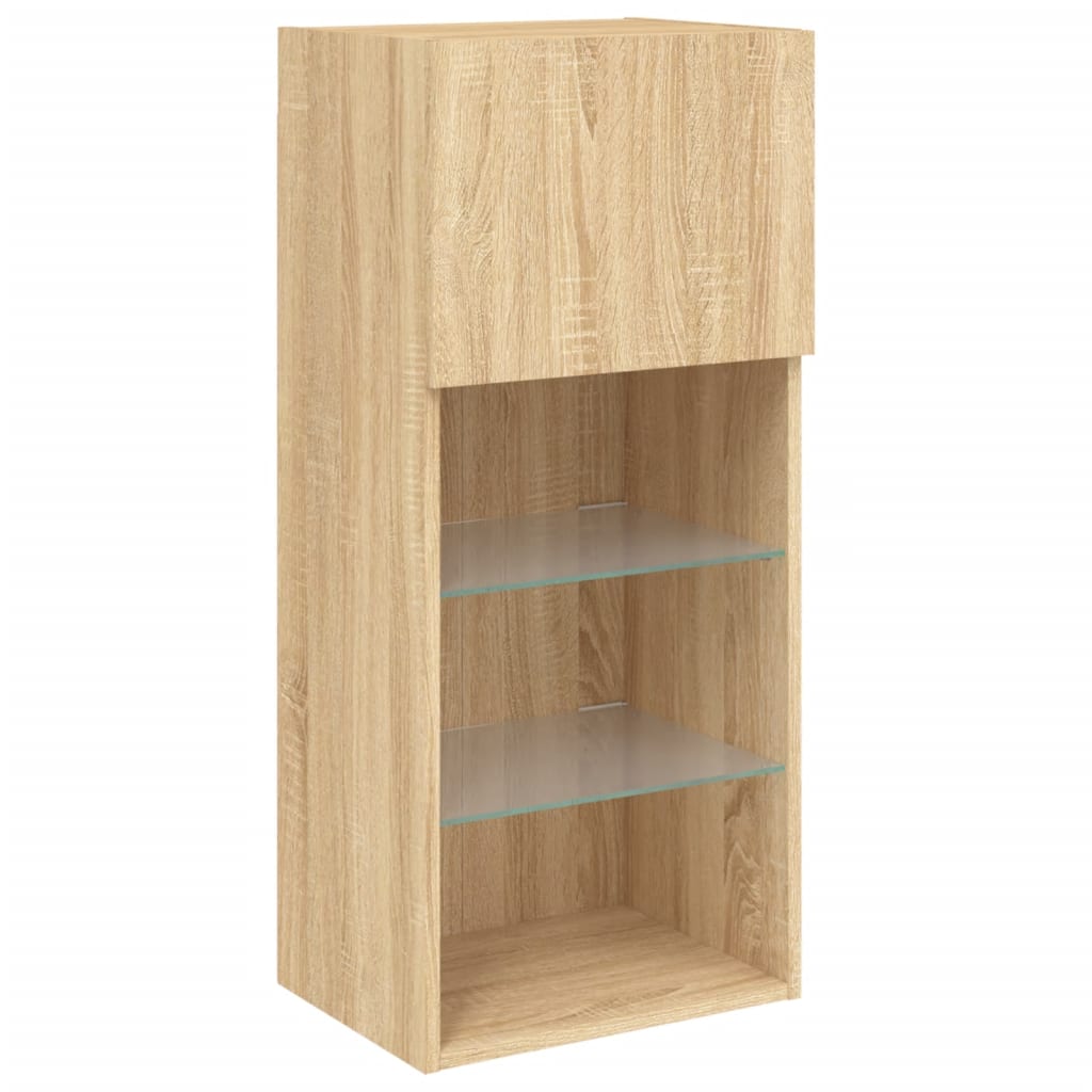 Móveis de TV com luzes LED 2 pcs 40,5x30x90 cm carvalho sonoma