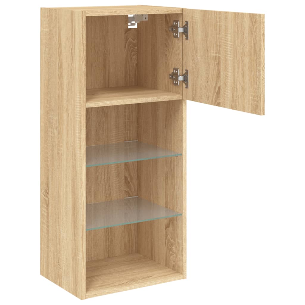 Móveis de TV com luzes LED 2 pcs 40,5x30x90 cm carvalho sonoma