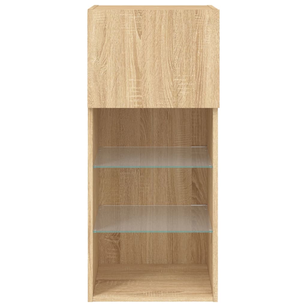 Móveis de TV com luzes LED 2 pcs 40,5x30x90 cm carvalho sonoma