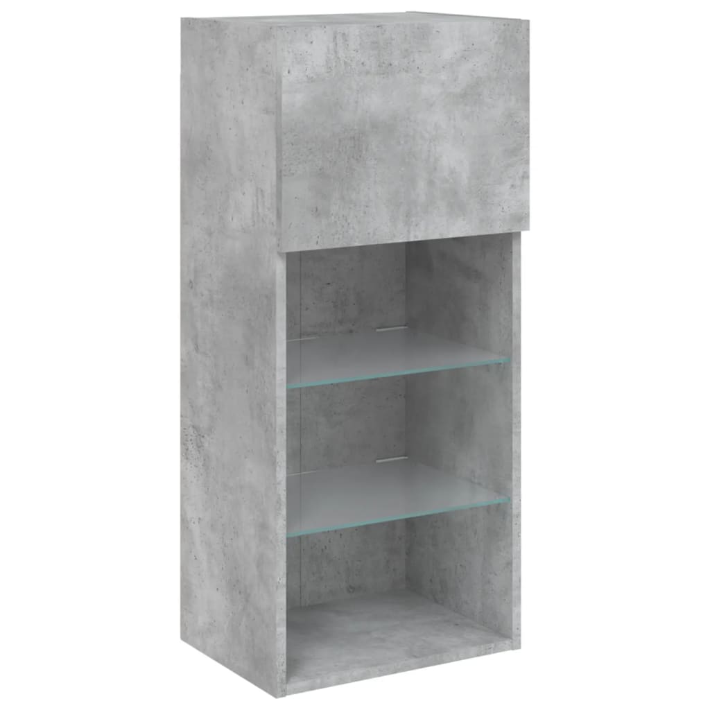 Móveis de TV com luzes LED 2 pcs 40,5x30x90 cm cinzento cimento