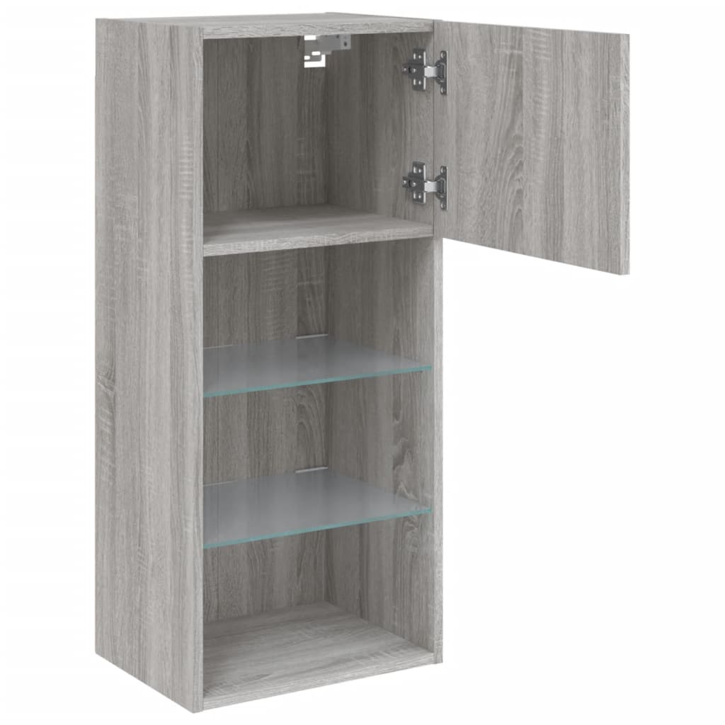 Móveis de TV com luzes LED 2 pcs 40,5x30x90 cm cinzento sonoma