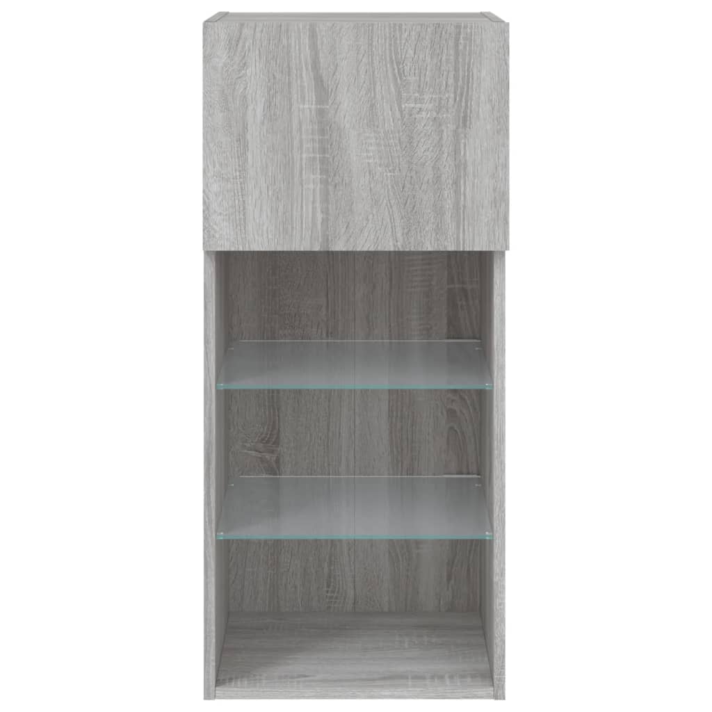 Móveis de TV com luzes LED 2 pcs 40,5x30x90 cm cinzento sonoma